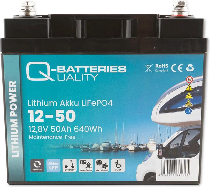 Produktbild Q-Batteries Lithium Akku 12-50 12,8V 50Ah 640Wh LiFePO4 Batterie (50000 mAh)