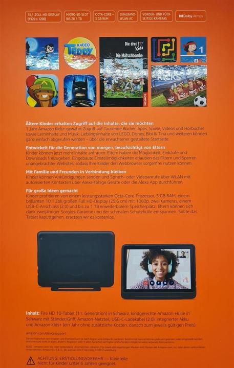 Produktbild Amazon Fire HD 10 Kids Pro (2021) inkl. Hülle (10.10", 32 GB, Black)