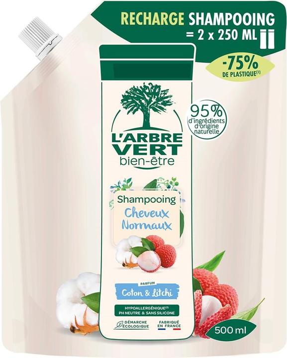 Produktbild L'arbre vert Nachfüllbeutel ökologisches Shampoo für normales Haar (500 ml, Flüssiges Shampoo)
