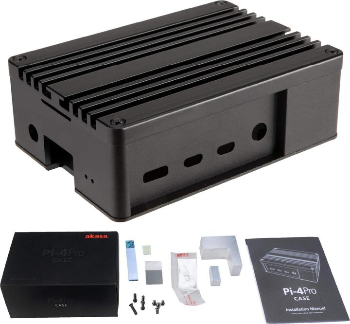 Actual product image Akasa Gem Pro Pi-4 Extended Aluminium case with Thermal Modules for Raspberry Pi 4 Mod