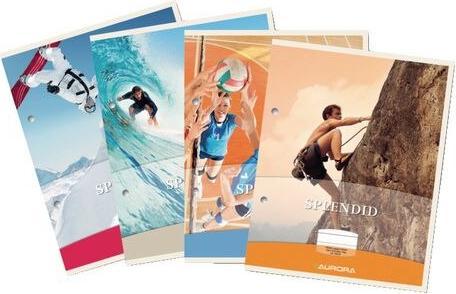 Produktbild Notizbuch AURORA Splendid Geleimt DIN A4 Kariert Papier Farbig sortiert 5 mm (210 x 297 mm, Kariert)
