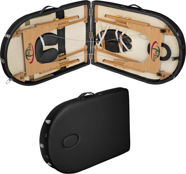 Immagine prodotto tectake Lettino da massaggio ovale a 3 zone con 5 cm di imbottitura, rulli e supporto in legno