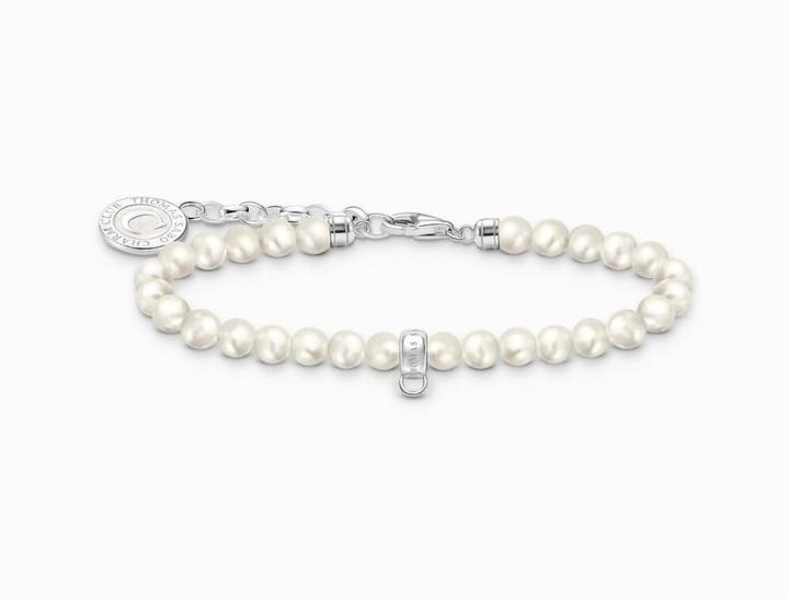 Image du produit Thomas Sabo Member Charm bracelet en argent avec des perles blanches (19 cm, Émail, Argent 925)