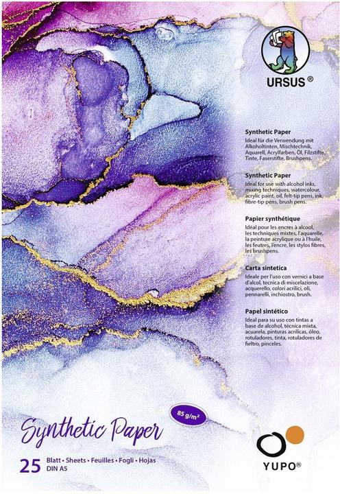 Ursus Bloc de peinture Yupo Synthetic, A5, 25 feuilles (A5)
