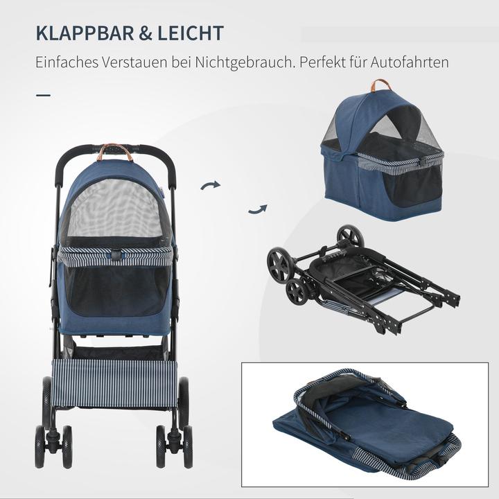 Produktbild PawHut Hunde-Buggy für kleine Hunde (Hund, Faltbar, Reflektoren)