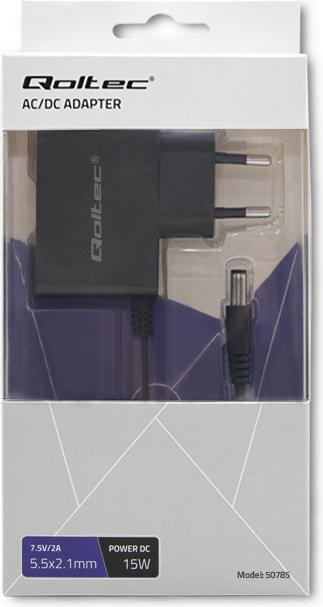 Actual product image Qoltec 50785 Plug-in power supply 15W 7.5V 2A 5.5x2.1 (15 W)