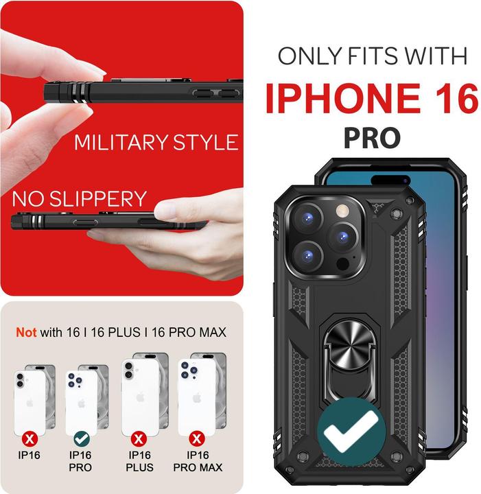 Image du produit Nalia Étui antichoc Military-Style Ring (Apple iPhone 16 Pro)
