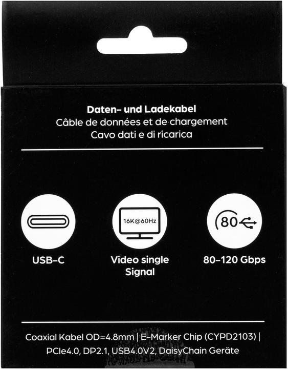 Image du produit Onit Thunderbolt-5-Kabel USB C - USB C 0.5 m, Grau/Schwarz (0.50 m)