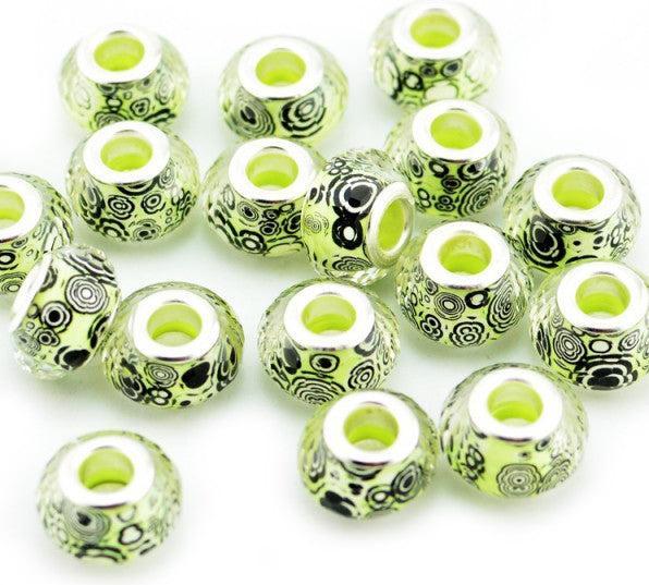 Produktbild Hermex Bead Perle versilbert 925 - Silbrig lemon Grün (Acrylglas, Metalllegierung)