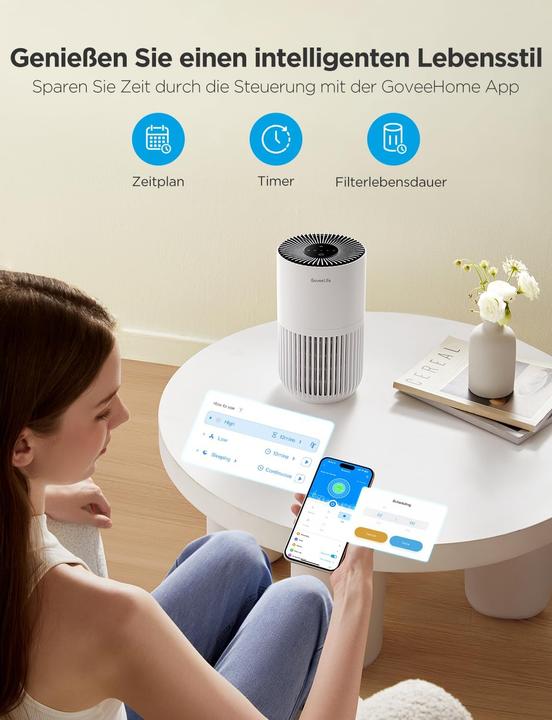 Actual product image GoveeLife Mini-Luftreiniger H7127 mit HEPA Smart Filter & App-Steuerung (35 m²)