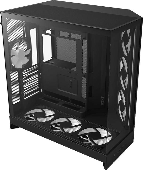 Actual product image NZXT H9 Flow RGB+ (2025) All Black Midi Tower ATX Gaming Gehäuse schwarz mit Glasfenster
