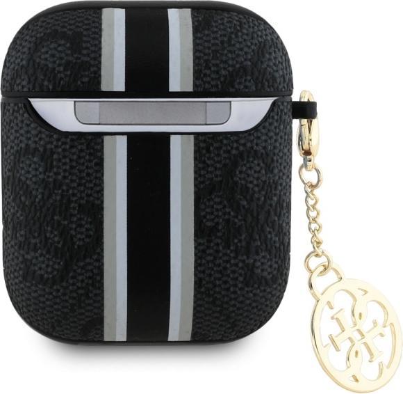 Image du produit Guess GUA2P4RPSK AirPods 1/2 cover czarny/black 4G Printed Stripes Charm (Sac pour écouteurs)