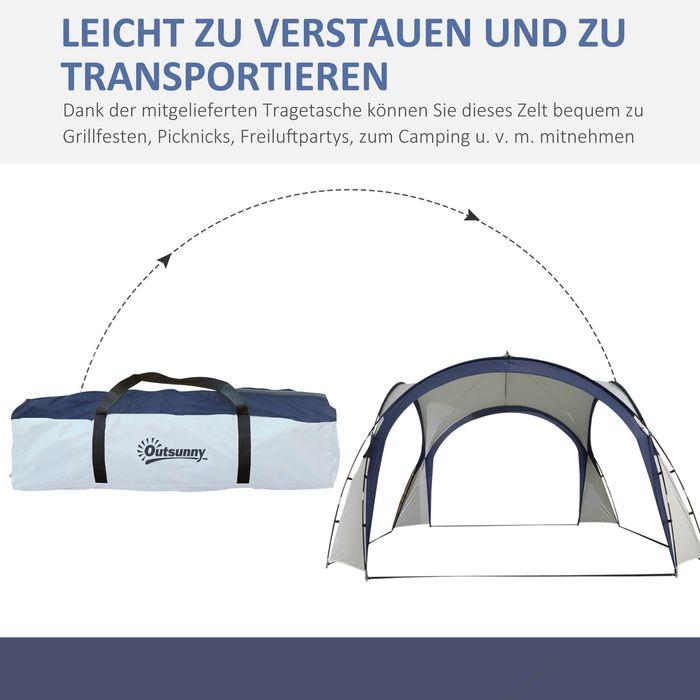 Produktbild Swisshandel24 Festzelt Partyzelt Sonnenschutz wetterfest Glasfaserstange + Polyester Cremeweiss + Blau 3,5 x 3,5 x (350 cm, 350 cm)