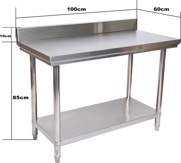 Produktbild Wiltec Edelstahl Arbeitstisch Gastro Edelstahltisch mit Aufkantung 100x60x85cm