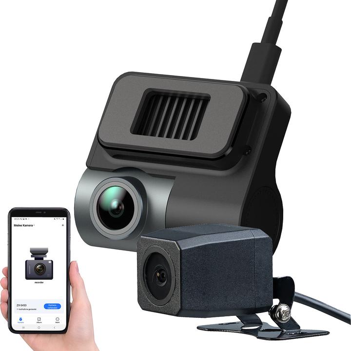 Image du produit NavGear ashcam 4K compacte avec caméra arrière Full HD, capteur G, détecteur de stationnement, application (Accéléromètre, Écran intégré, Microphone intégré, Récepteur GPS, 4K)