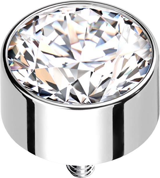 Actual product image Star Piercing Dermal Anchor Cylinder high silver with crystal silver (without brass, Titanium G23)