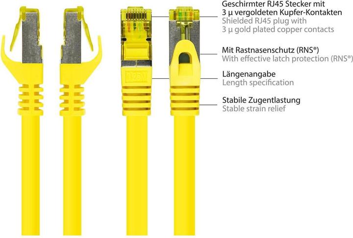 Image du produit Good Connections Câble patch RJ45 avec câble brut Cat.7 et protection de nez de verrouillage (RNS®), S/FTP, PiMF (S/FTP, CAT7, 5 m)