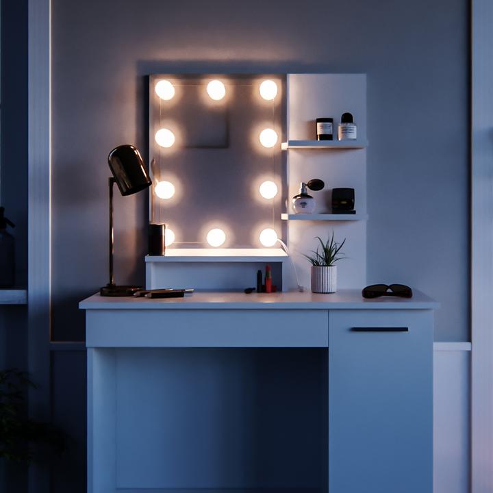 Actual product image Vicco Julia with stool and lighting (90 x 38 x 138 cm)