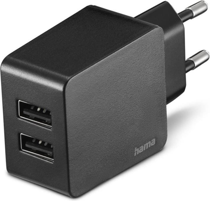 Produktbild Hama Ladegerät, 2x USB-A, 12W, Schwarz (12 W)