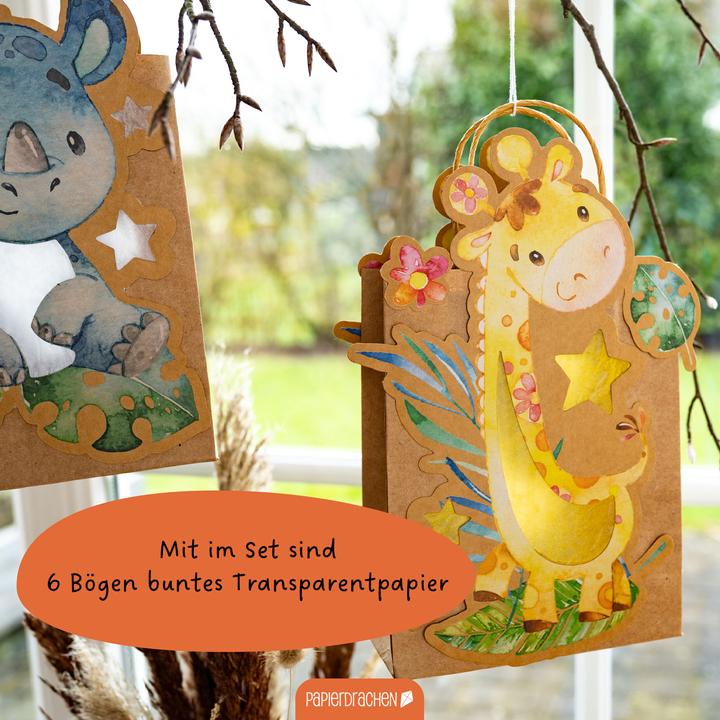 Immagine prodotto Papierdrachen 3 lanterne per bambini animali selvatici/Africa - Set 8