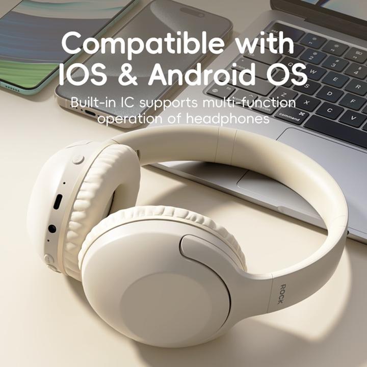 Actual product image Rock - O3 ANC Wireless Headphones RAU0773 - Bluetooth-Kopfhörer, Hellblau/Grau (ANC, 15 h, Wireless)