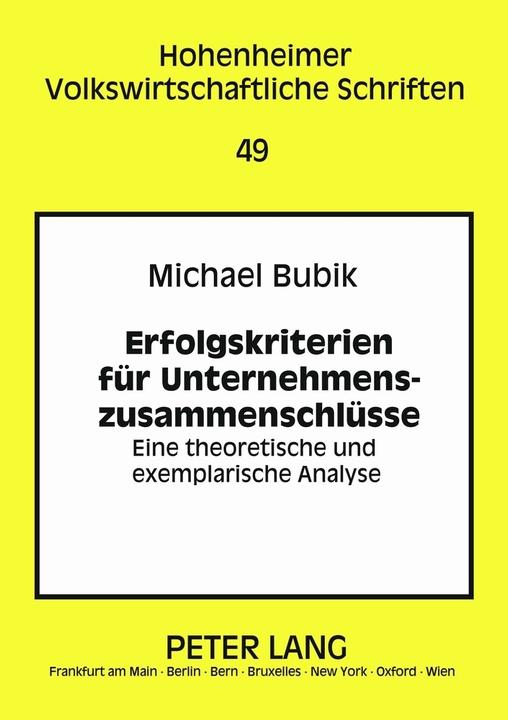 Image du produit Erfolgskriterien für Unternehmenszusammenschlüsse (Michael Bubik, 2005)