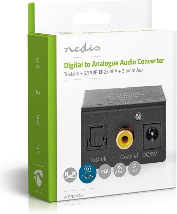 Immagine prodotto Nedis Convertitore audio digitale a 1 via Connessione Ingresso: 1x RCA digitale / 1x TosLink Connessione (0.05 m)