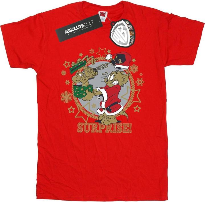 Actual product image Tom & Jerry Mens Christmas Surprise T-Shirt (L)