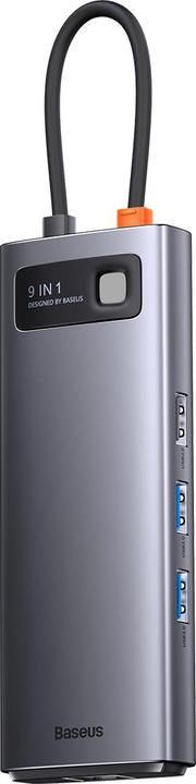 Actual product image Baseus Metal Gleam Series 9-in-1 Multifunctional Type-C HUB Docking Station Gray Type-C to HDMI*2+USB3.0*2 (USB-C, 9 Ports)