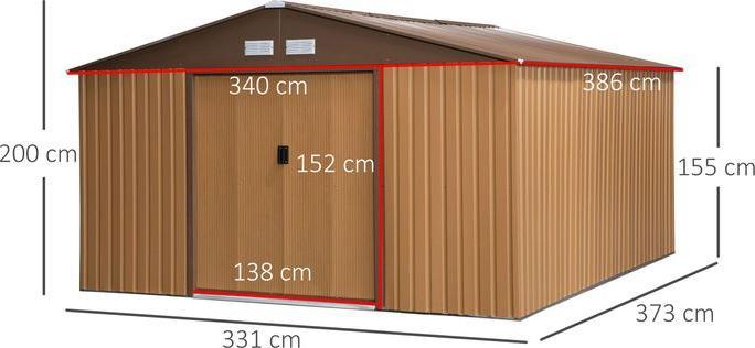 Image du produit Swisshandel24 Abri de jardin avec plaque de fond Abri de jardin Abri de jardin en métal brun 340 x 386 x 200 cm