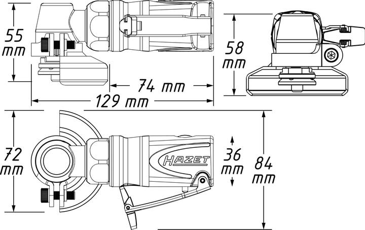 Actual product image HAZET Mini right-angle grinder 9033M-7 (59 mm)