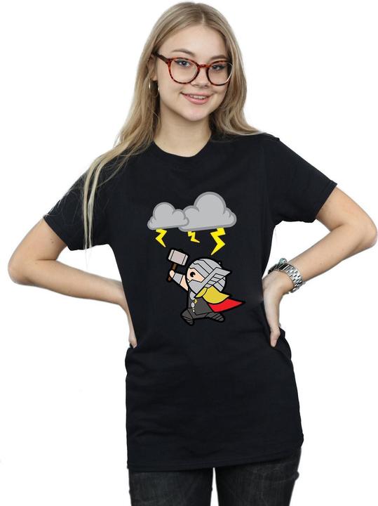 Actual product image Womens/Ladies Kawaii Thor God Of Thunder Cotton Boyfriend T-Shirt (XXL)