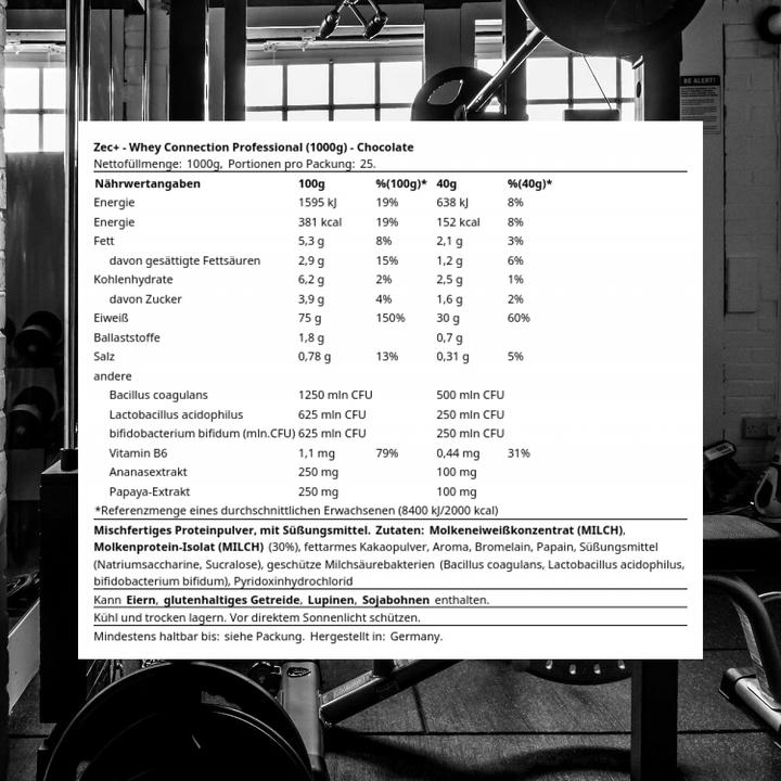 Produktbild Zec+ Nutrition Whey Connection Professional (Schokolade, 1 Stk., 1000 g)