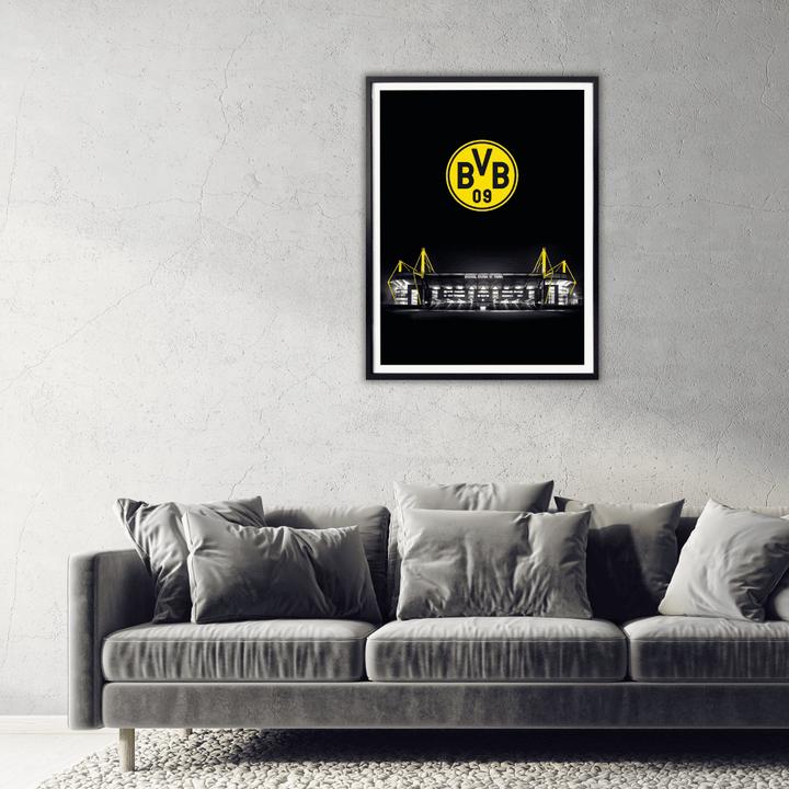 Produktbild Borussia Dortmund BVB Signal Iduna Park bei Nacht Emblem (30 x 40 cm)