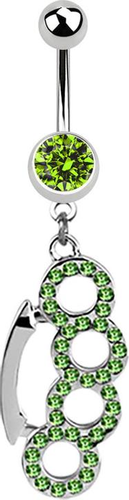 Actual product image Star Piercing Banana silver with pendant brass knuckles light green (Surgical steel 316L, without brass)