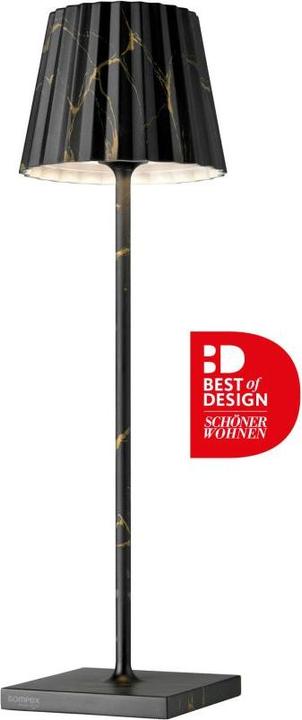 Actual product image Sompex Troll 2.0 table lamp, height: 380 mm, black/marble (188 lm)