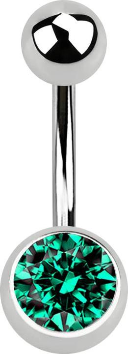 Produktbild Star Piercing Banane silber mit Kugel und Kugel Kristall türkis (ohne Messing, Chirurgenstahl 316L)