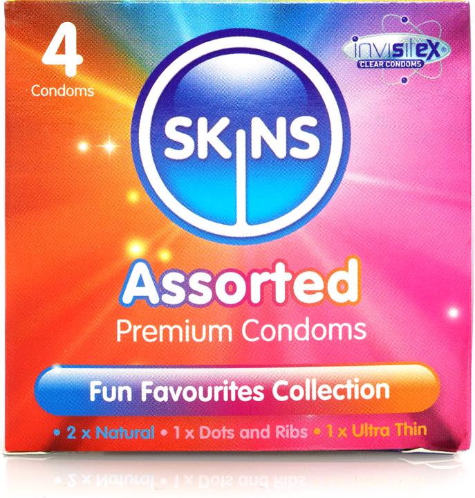 Actual product image Skins Condoms Assorted 4 Pack - D&R NAT UT (4 pcs.)