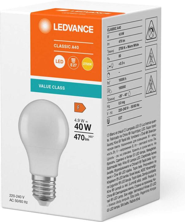 Actual product image Ledvance LED lamp (E27, 4.90 W, 470 lm, 1 x, F)