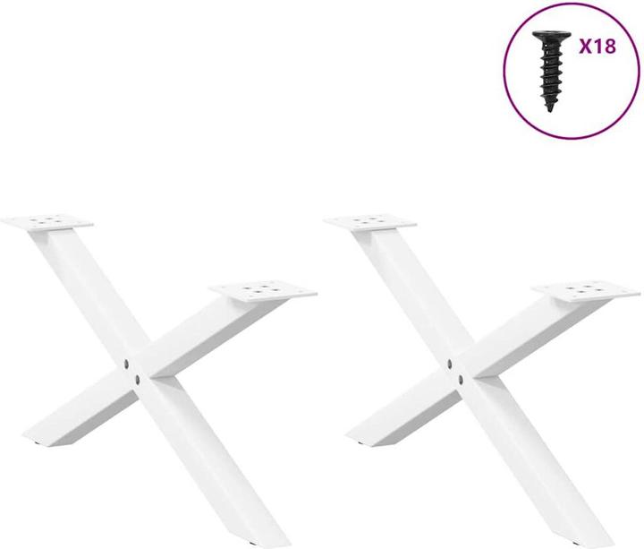 Actual product image VidaXL Coffee table legs X-shape 2 pcs. White 70x(30-31) cm steel table leg