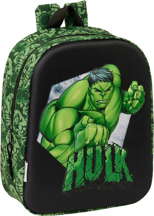 Produktbild Hulk Schulrucksack Schwarz grün 22 x 27 x 10 cm 3D