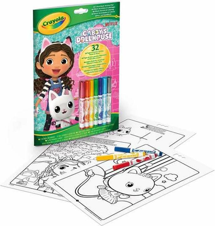 Immagine prodotto Crayola L'album di attività e colori Gabby's Dollhouse, 32 pagine da colorare e 7 mini-feltri lavabili