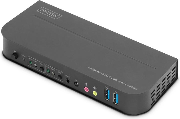 Produktbild Digitus KVM-Switch, 2-Port, 4K60Hz, 2 x DP in, 1 x DP/HDMI out