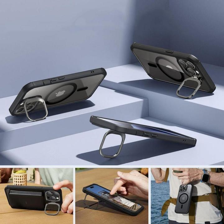 Actual product image ESR Armor Tough Kickstand Halolock Case with MagSafe for iPhone 15 Pro - Transparent & Black (Apple iPhone 15 Pro)