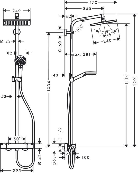 Produktbild hansgrohe Crometta E Duschsystem Chrom