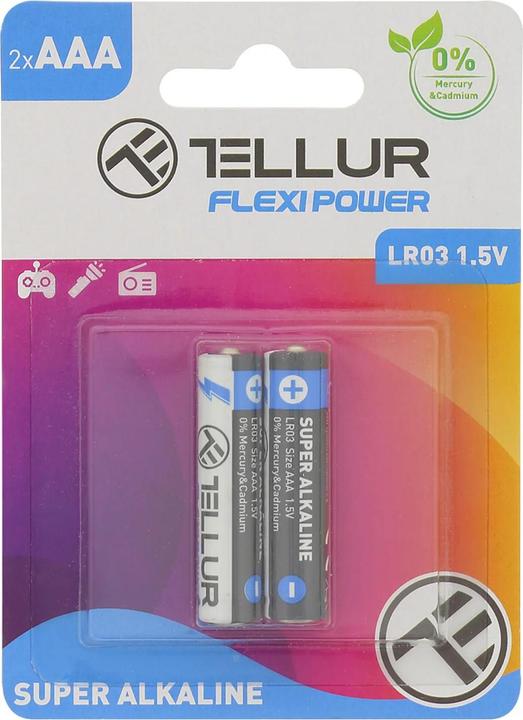 Produktbild Tellur Flexi Power battery, Super Alkaline, AAA LR03, 1.5V, 2 pcs/set (2 Stk., AAA)