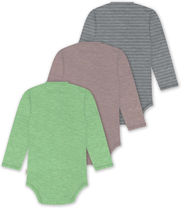 Actual product image Normani Set of 3 baby body wrap long sleeve toddler bodysuit made from merino wool - 9357 (68)