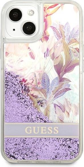 Produktbild Guess GUHCP13SLFLSU iPhone 13 Mini 5.4-inch Thin / Purple Hard Case with Flower Liquid Glitter (Apple iPhone 13 mini)