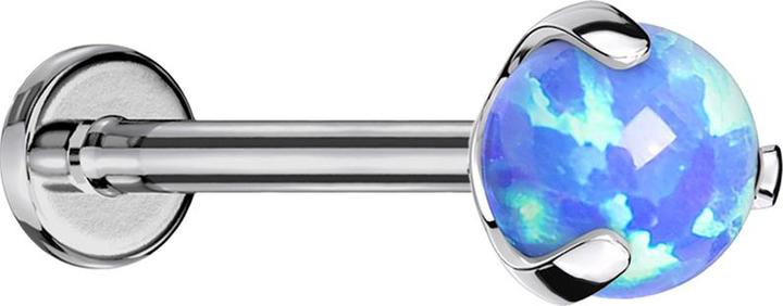 Produktbild Star Piercing Micro Threadless Labret silber mit Kugel Opal blau gefasst (ohne Messing, Titan G23)