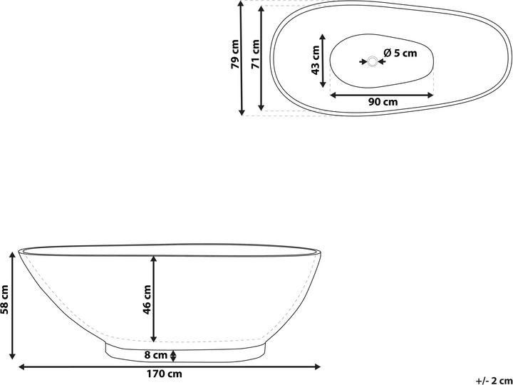 Produktbild Beliani Badewanne freistehend marineblau Marmor Optik 170 x 80 cm RIOJA (178 l, 170 cm)